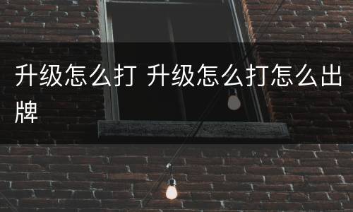 升级怎么打 升级怎么打怎么出牌