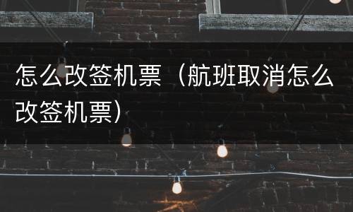 怎么改签机票（航班取消怎么改签机票）