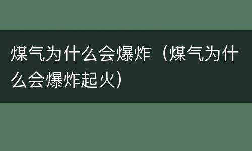 煤气为什么会爆炸（煤气为什么会爆炸起火）