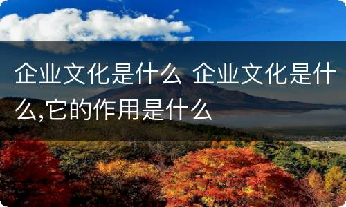 企业文化是什么 企业文化是什么,它的作用是什么
