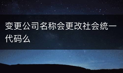 变更公司名称会更改社会统一代码么