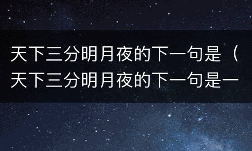 天下三分明月夜的下一句是（天下三分明月夜的下一句是一片孤城万仞山）
