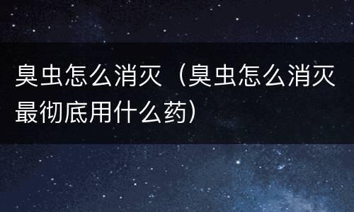 臭虫怎么消灭（臭虫怎么消灭最彻底用什么药）