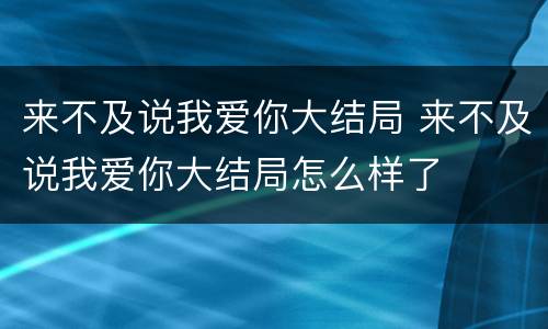 来不及说我爱你大结局 来不及说我爱你大结局怎么样了