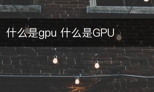 什么是gpu 什么是GPU
