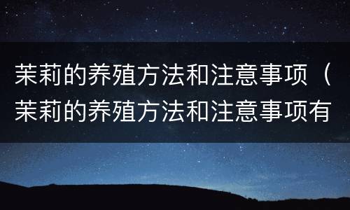茉莉的养殖方法和注意事项（茉莉的养殖方法和注意事项有哪些）