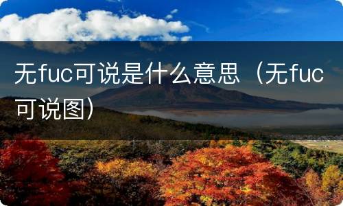 无fuc可说是什么意思（无fuc可说图）