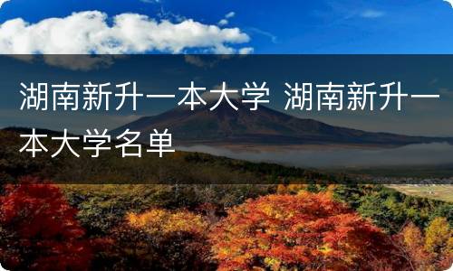 湖南新升一本大学 湖南新升一本大学名单
