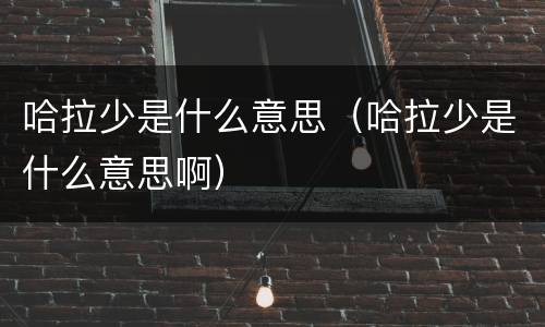 哈拉少是什么意思（哈拉少是什么意思啊）