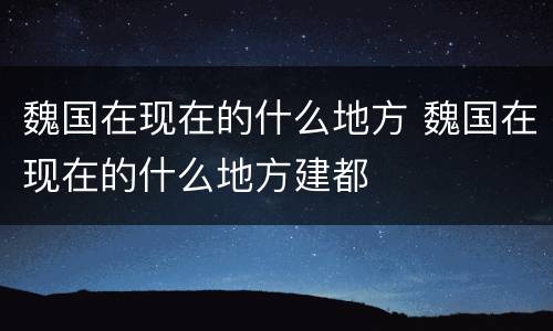 魏国在现在的什么地方 魏国在现在的什么地方建都