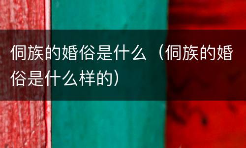 侗族的婚俗是什么（侗族的婚俗是什么样的）