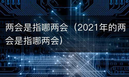 两会是指哪两会（2021年的两会是指哪两会）