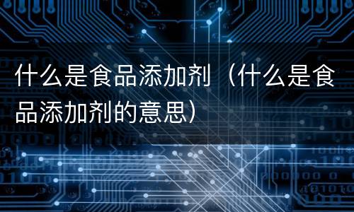 什么是食品添加剂（什么是食品添加剂的意思）