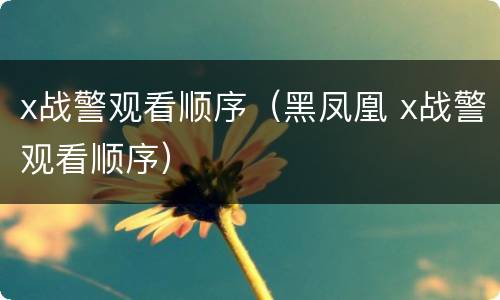 x战警观看顺序（黑凤凰 x战警观看顺序）