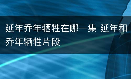 延年乔年牺牲在哪一集 延年和乔年牺牲片段