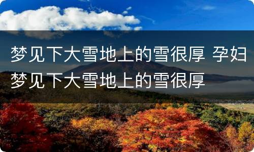 梦见下大雪地上的雪很厚 孕妇梦见下大雪地上的雪很厚