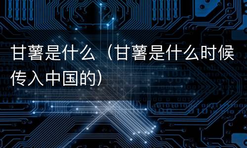 甘薯是什么（甘薯是什么时候传入中国的）