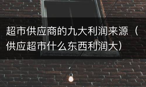 超市供应商的九大利润来源（供应超市什么东西利润大）