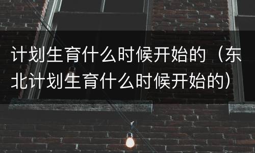 计划生育什么时候开始的（东北计划生育什么时候开始的）