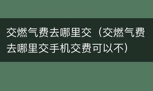 交燃气费去哪里交（交燃气费去哪里交手机交费可以不）