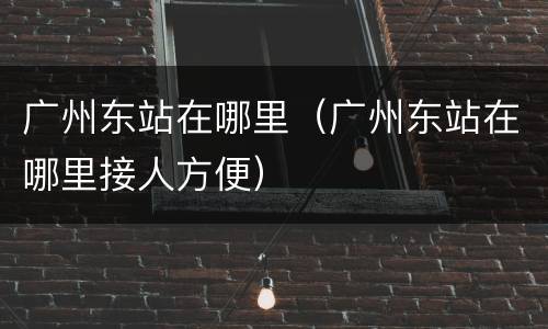 广州东站在哪里（广州东站在哪里接人方便）