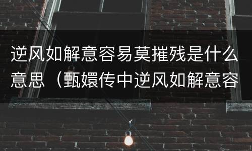 逆风如解意容易莫摧残是什么意思（甄嬛传中逆风如解意容易莫摧残是什么意思）