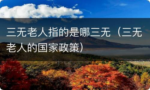 三无老人指的是哪三无（三无老人的国家政策）
