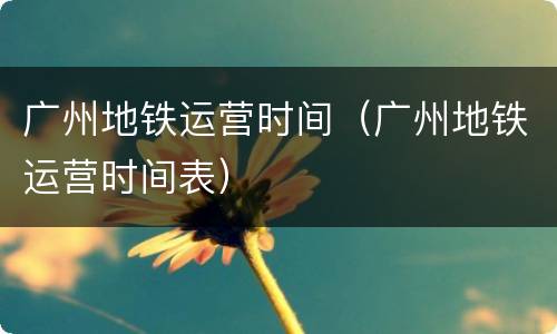 广州地铁运营时间（广州地铁运营时间表）
