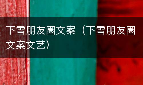 下雪朋友圈文案（下雪朋友圈文案文艺）