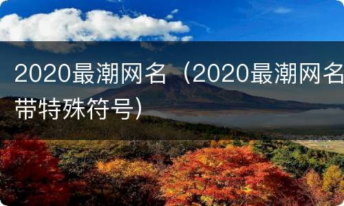 2020最潮网名（2020最潮网名带特殊符号）