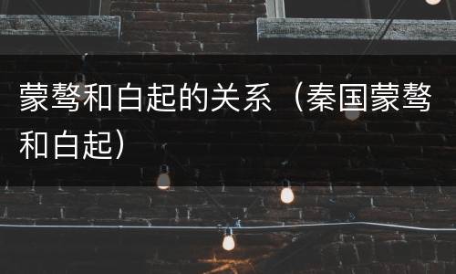 蒙骜和白起的关系（秦国蒙骜和白起）