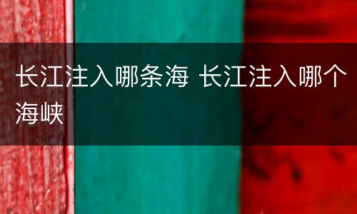 长江注入哪条海 长江注入哪个海峡