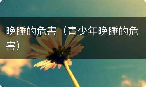 晚睡的危害（青少年晚睡的危害）