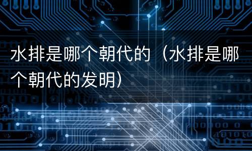 水排是哪个朝代的（水排是哪个朝代的发明）