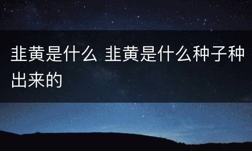韭黄是什么 韭黄是什么种子种出来的
