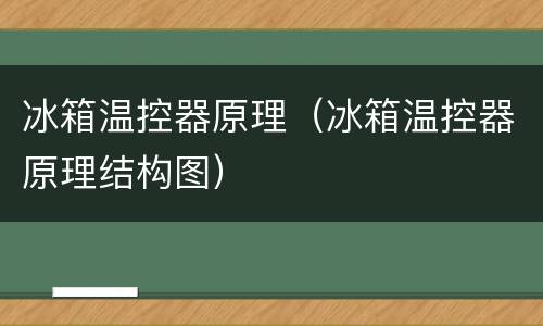 冰箱温控器原理（冰箱温控器原理结构图）