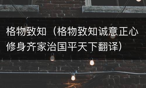 格物致知（格物致知诚意正心修身齐家治国平天下翻译）