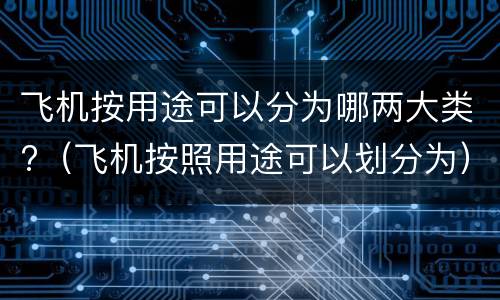 飞机按用途可以分为哪两大类?（飞机按照用途可以划分为）