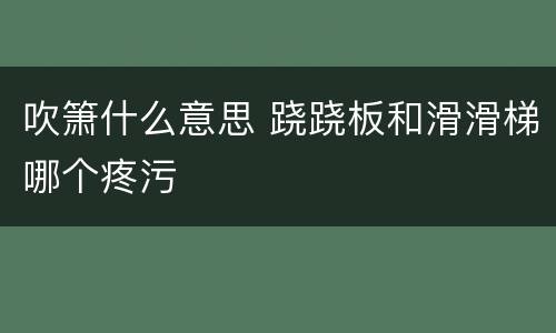 吹箫什么意思 跷跷板和滑滑梯哪个疼污