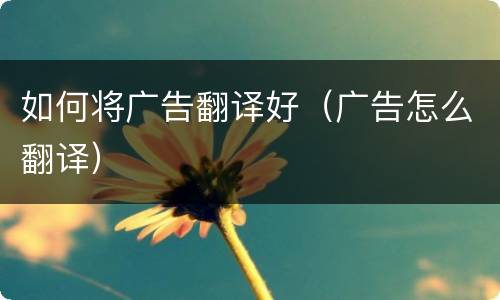 如何将广告翻译好（广告怎么翻译）