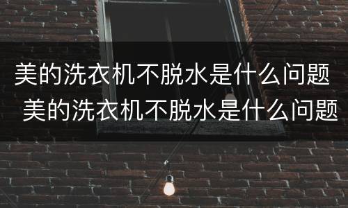 美的洗衣机不脱水是什么问题 美的洗衣机不脱水是什么问题,显示E4