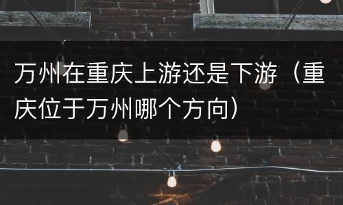 万州在重庆上游还是下游（重庆位于万州哪个方向）