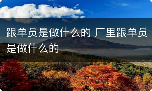 跟单员是做什么的 厂里跟单员是做什么的