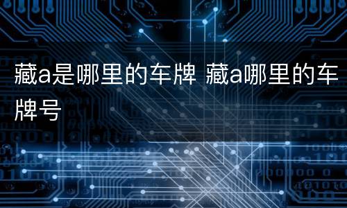 藏a是哪里的车牌 藏a哪里的车牌号