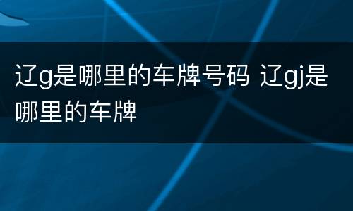 辽g是哪里的车牌号码 辽gj是哪里的车牌