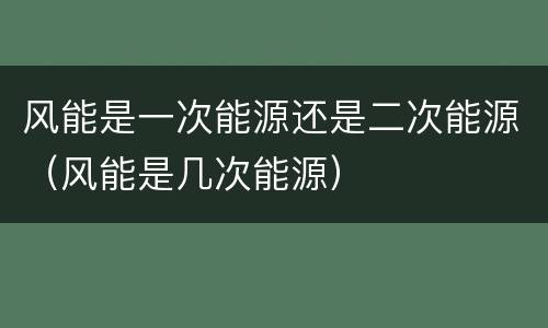 风能是一次能源还是二次能源（风能是几次能源）