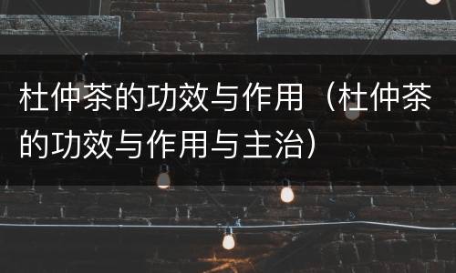 杜仲茶的功效与作用（杜仲茶的功效与作用与主治）