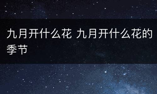 九月开什么花 九月开什么花的季节