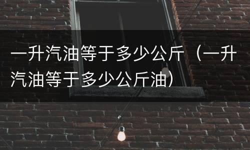 一升汽油等于多少公斤（一升汽油等于多少公斤油）
