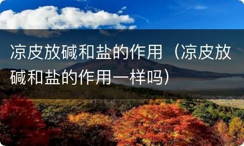 凉皮放碱和盐的作用（凉皮放碱和盐的作用一样吗）